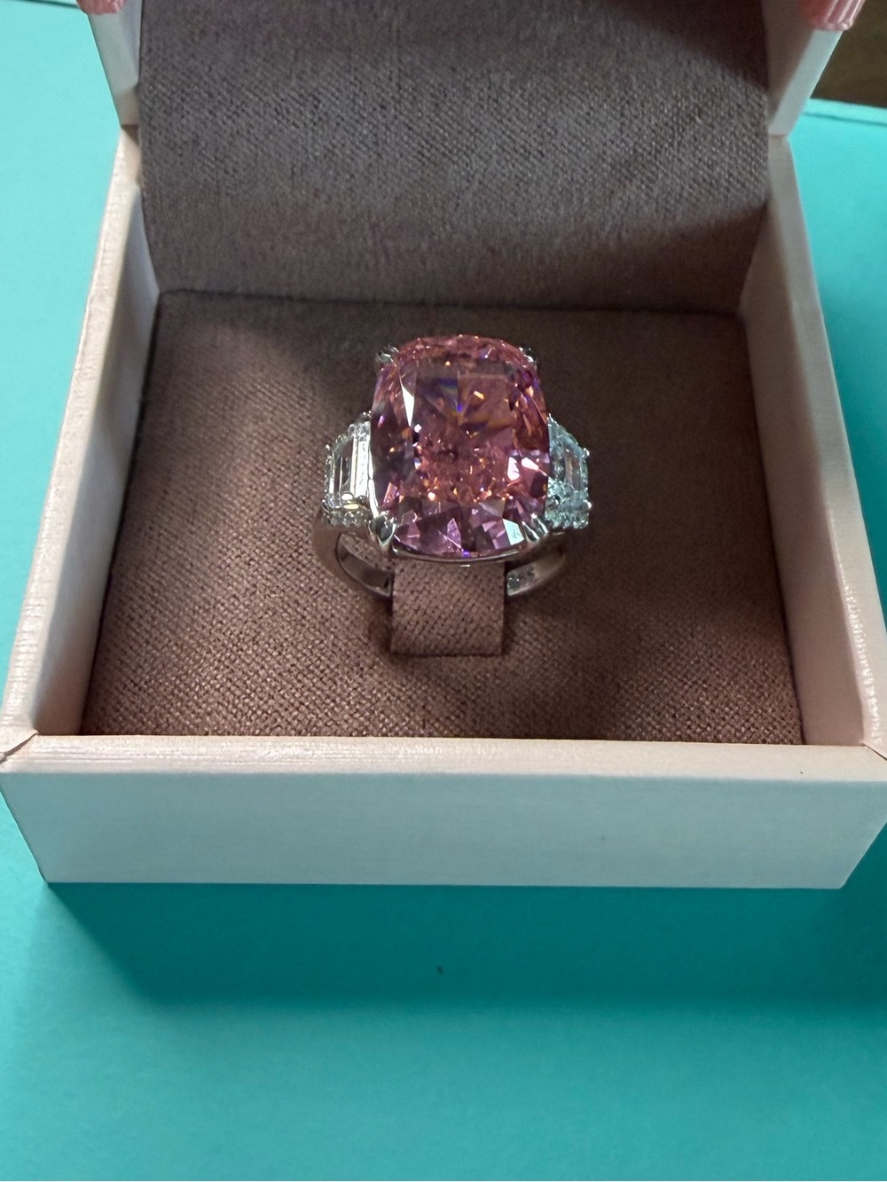 Blush Pink Oval Statement Ring - Size 5